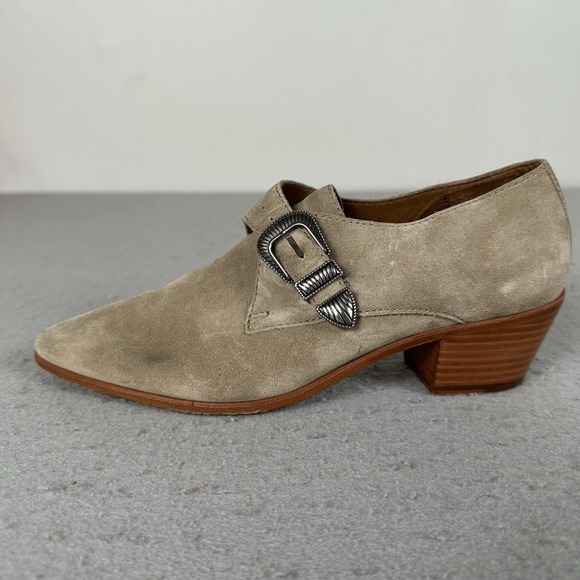 Frye Ellen Buckle Monk Shoe Low Heel 7 Bootie Womens 7M 3478009-ASH Brown - Picture 8 of 16